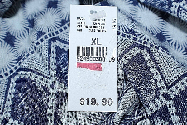 Wet Seal NEW $20 XL Navy White Off The Shoulder Rayon Trapeze Top