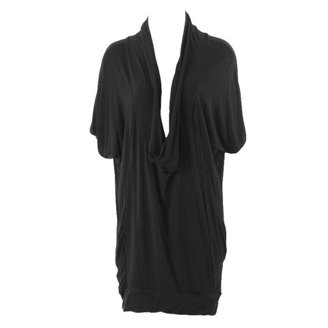 Wilster XS Black Scoop Ruched Pocketed Viscose Spandex Top