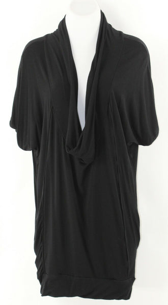 Wilster XS Black Scoop Ruched Pocketed Viscose Spandex Top