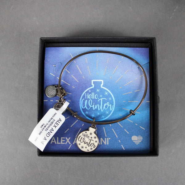 Alex And Ani NEW Gunmetal Charms "Hello Winter" Bracelet