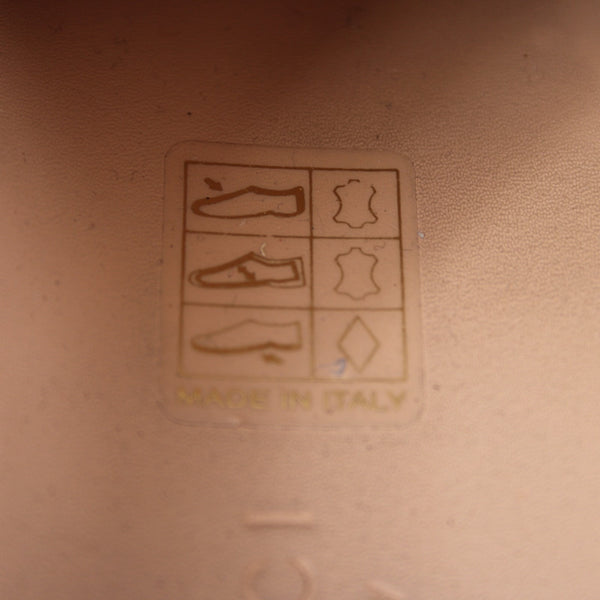 Gucci Flats Sz 35 Silver Green Multi Color Metallic Logo Lace Up Leather Flats