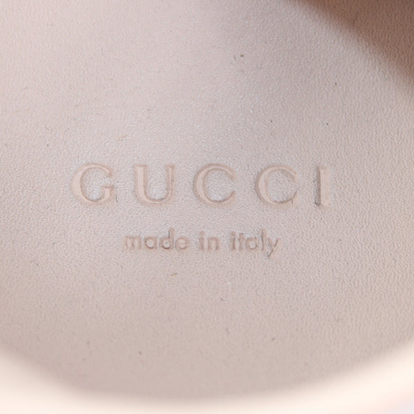 Gucci Flats Sz 35 Silver Green Multi Color Metallic Logo Lace Up Leather Flats