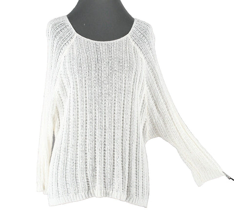 Joie Sz XS Ivory Loose Weave Hi Lo 100% Linen Sweater