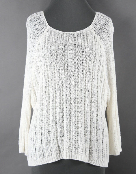 Joie Sz XS Ivory Loose Weave Hi Lo 100% Linen Sweater