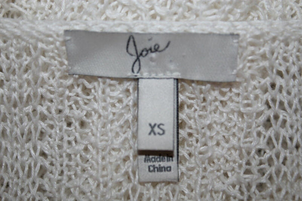 Joie Sz XS Ivory Loose Weave Hi Lo 100% Linen Sweater