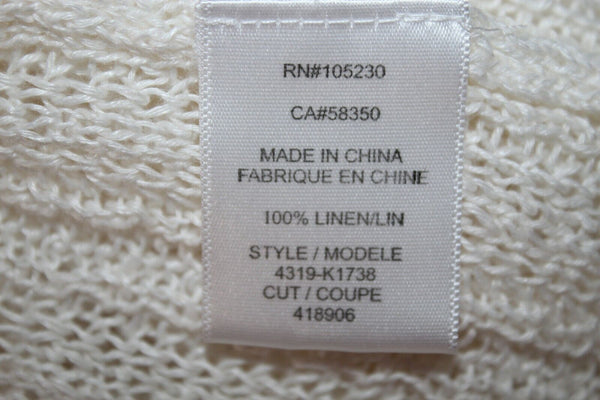 Joie Sz XS Ivory Loose Weave Hi Lo 100% Linen Sweater
