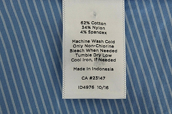 Talbots Sz M? Blue White Stripe Button Up Peplum Cotton Nylon Blend Top