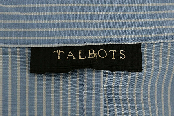 Talbots Sz M? Blue White Stripe Button Up Peplum Cotton Nylon Blend Top