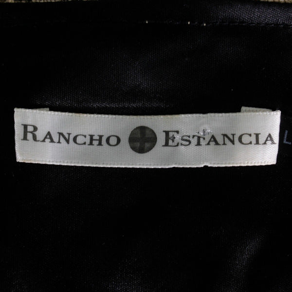 Rancho Estancia Sz L Black Beige Lined Laceover Double Ruffle Nylon Blend Dress