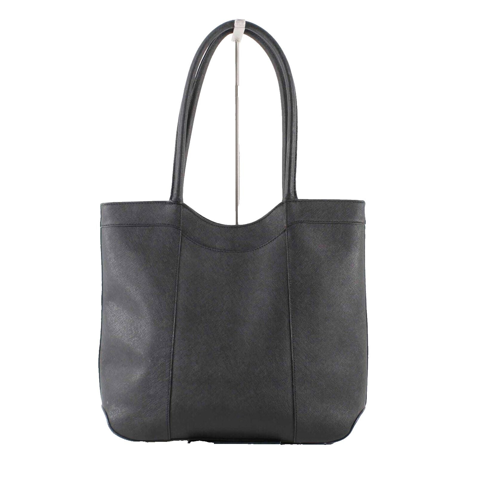 Hobo Sz 13 x 16 Black Textured Leather Red Fabric Lined Shoulder Tote Purse