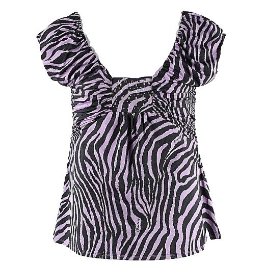 Fabulosity NEW Sz XXL Purple Black Rhinestones Studs Polyester Spandex Top