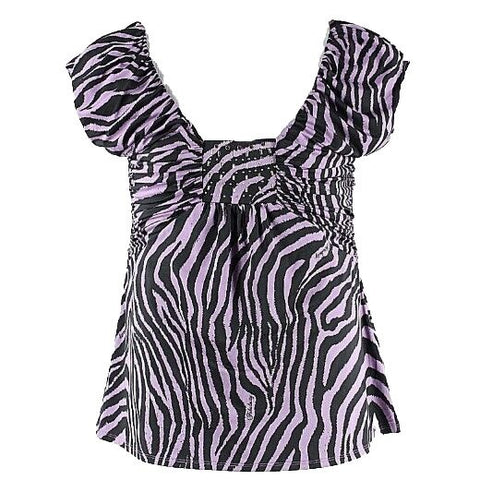 Fabulosity NEW Sz XXL Purple Black Rhinestones Studs Polyester Spandex Top