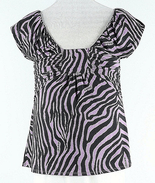 Fabulosity NEW Sz XXL Purple Black Rhinestones Studs Polyester Spandex Top