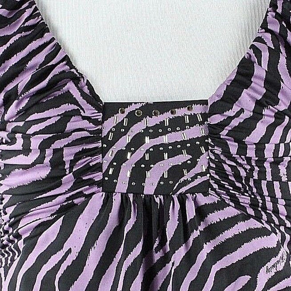 Fabulosity NEW Sz XXL Purple Black Rhinestones Studs Polyester Spandex Top