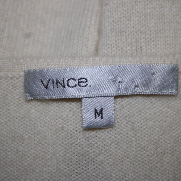 Vince Sz M Ivory Cream Pleated Round Neck Long Sleeve 100% Cashmere Sweater