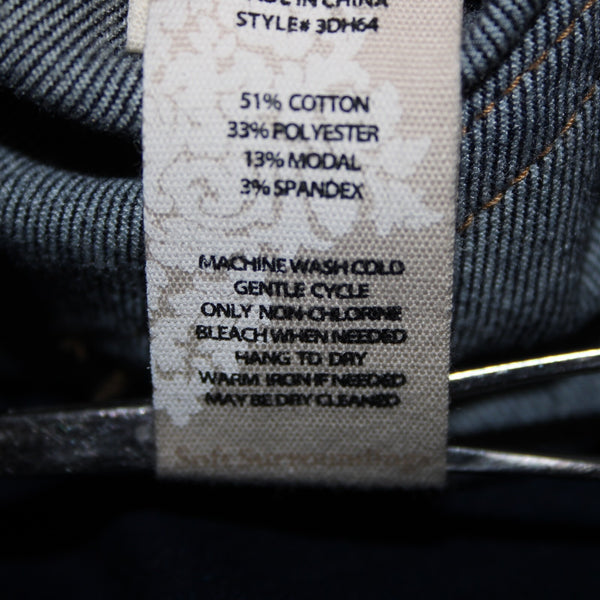 Soft Surroundings Sz S P x 25 Dark Blue Denim Pockets Straight Cotton Capri Jean
