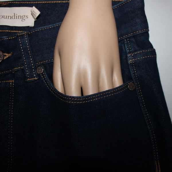 Soft Surroundings Sz S P x 25 Dark Blue Denim Pockets Straight Cotton Capri Jean