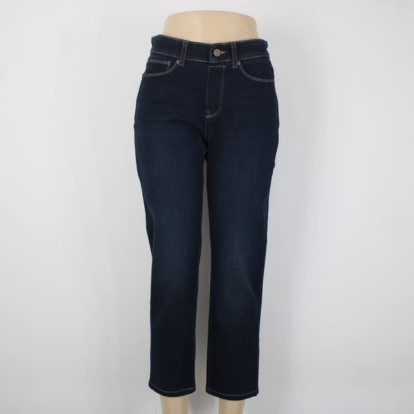 Soft Surroundings Sz S P x 25 Dark Blue Denim Pockets Straight Cotton Capri Jean