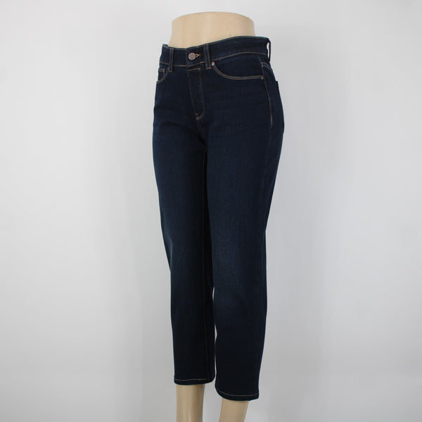 Soft Surroundings Sz S P x 25 Dark Blue Denim Pockets Straight Cotton Capri Jean