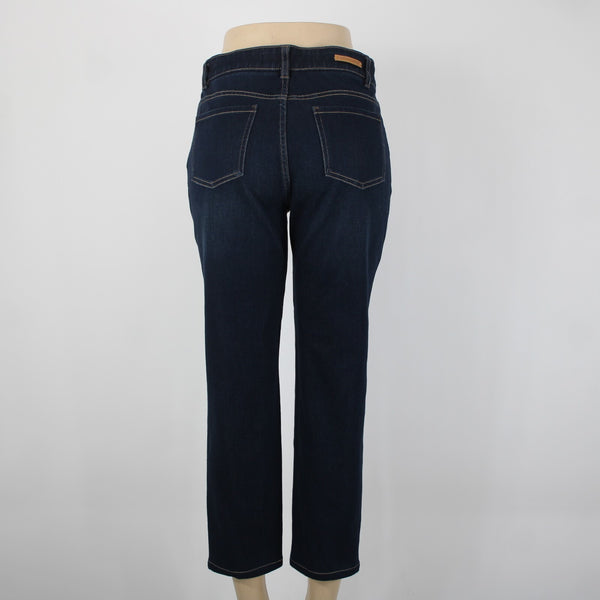 Soft Surroundings Sz S P x 25 Dark Blue Denim Pockets Straight Cotton Capri Jean