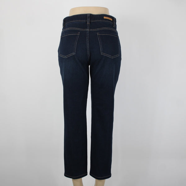 Soft Surroundings Sz S P x 25 Dark Blue Denim Pockets Straight Cotton Capri Jean