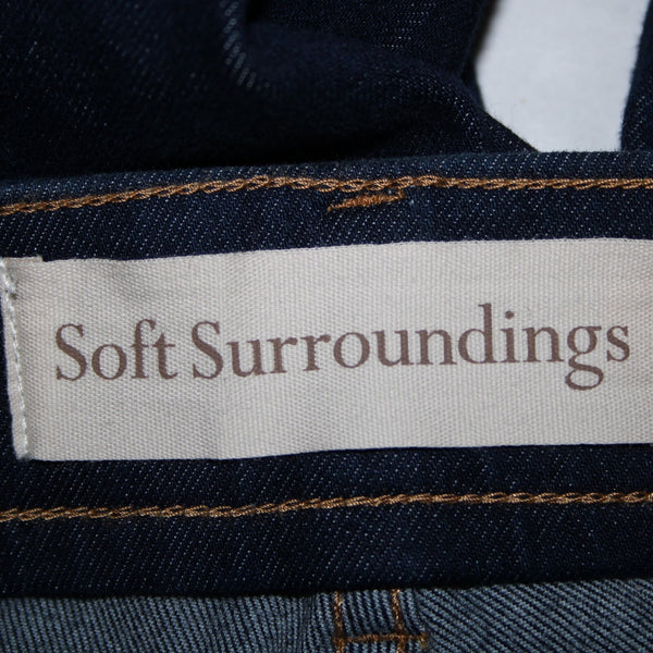 Soft Surroundings Sz S P x 25 Dark Blue Denim Pockets Straight Cotton Capri Jean