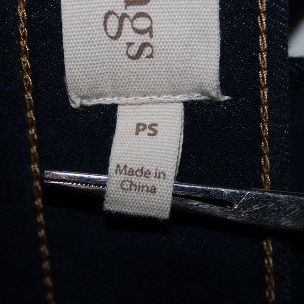 Soft Surroundings Sz S P x 25 Dark Blue Denim Pockets Straight Cotton Capri Jean