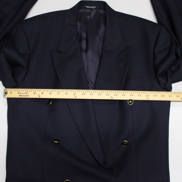 Baumler Avantgarde Sz 46 Long Navy Blue Double Breasted 100% Virgin Wool Blazer