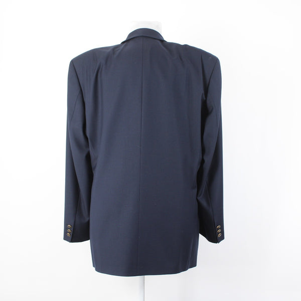 Baumler Avantgarde Sz 46 Long Navy Blue Double Breasted 100% Virgin Wool Blazer