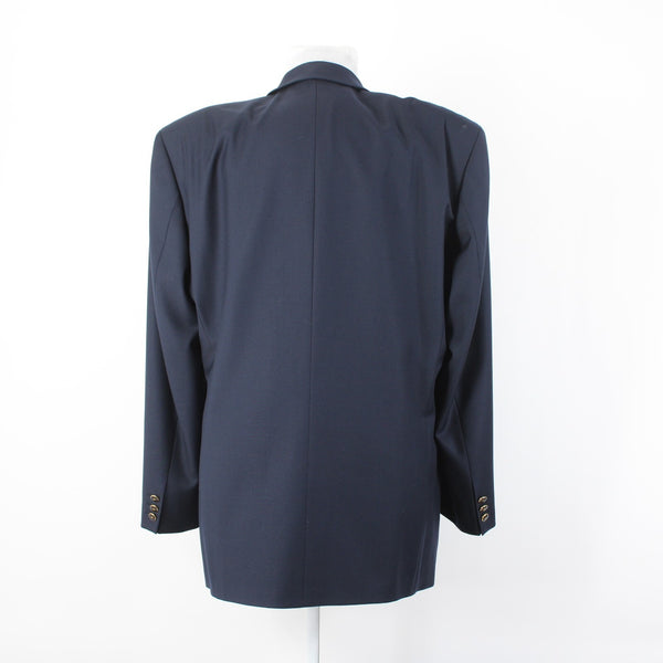Baumler Avantgarde Sz 46 Long Navy Blue Double Breasted 100% Virgin Wool Blazer