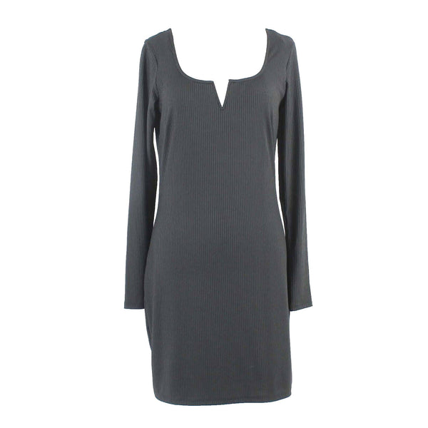 Material Girl NEW $45 Sz L Black Ribbed Pencil Poly Blend Dress