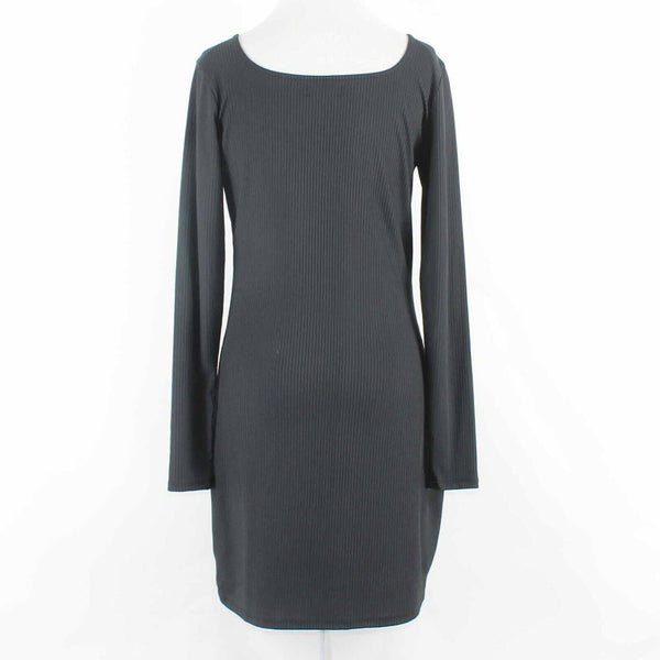 Material Girl NEW $45 Sz L Black Ribbed Pencil Poly Blend Dress