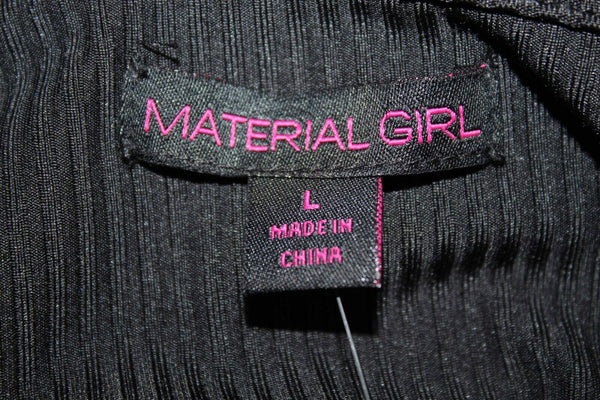 Material Girl NEW $45 Sz L Black Ribbed Pencil Poly Blend Dress