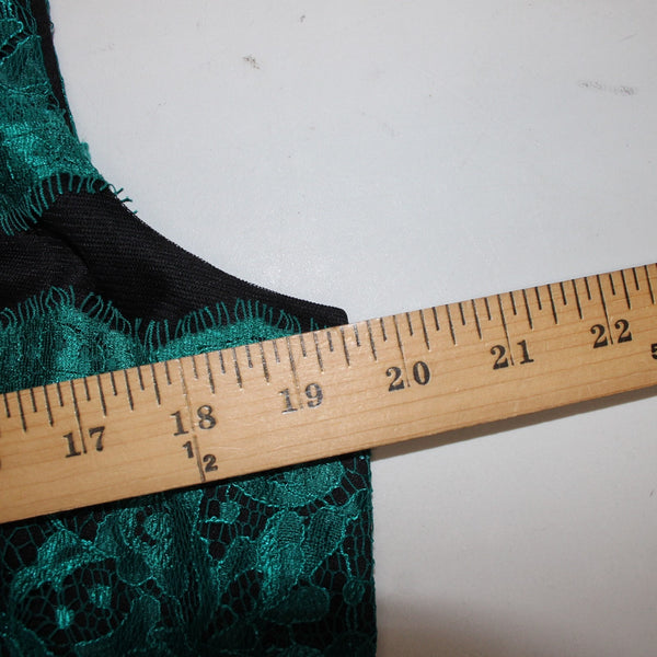 Tadashi Shoji Dress Sz 16 Aqua Blue Black Lace Fit Flare 100% Nylon Poly Dress