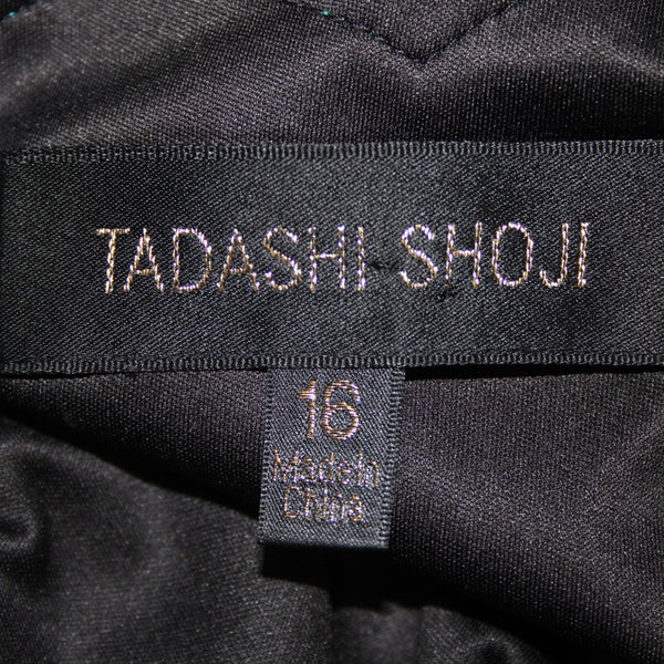 Tadashi Shoji Dress Sz 16 Aqua Blue Black Lace Fit Flare 100% Nylon Poly Dress
