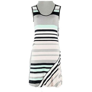 Sam and Jess NEW Sz S Black Gray Multi Stripes Polyester Spandex Shift Dress