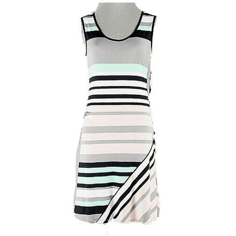 Sam and Jess NEW Sz S Black Gray Multi Stripes Polyester Spandex Shift Dress