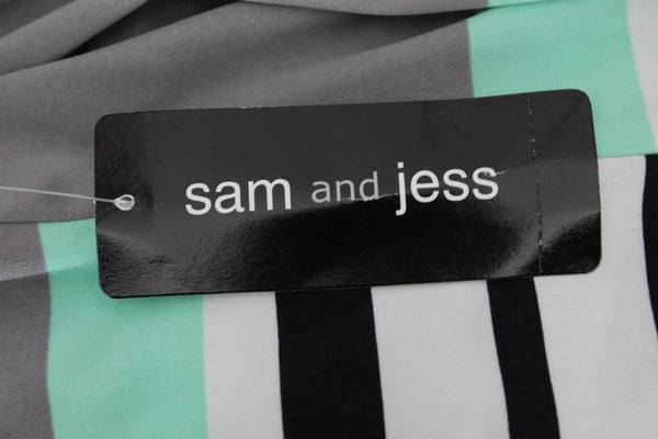 Sam and Jess NEW Sz S Black Gray Multi Stripes Polyester Spandex Shift Dress