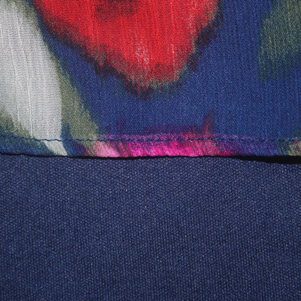Calvin Klein Dress NEW Sz 12 Navy Blue Pink Floral Lined V Neck 100% Polyester