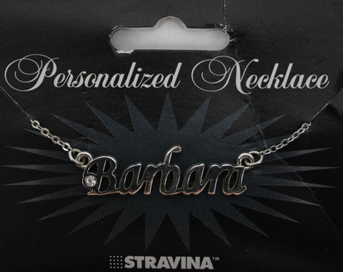 BARBARA NEW Name Silvertone Rhinestone 14.5" w 4.5" Multi Ring Extender Necklace