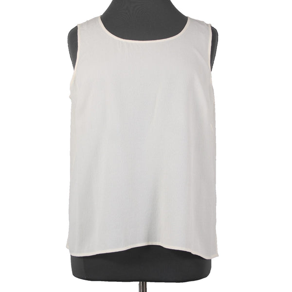 Citron Top NEW $88 Sz 2X White Sleeveless Unlined 100% Silk Tank Top