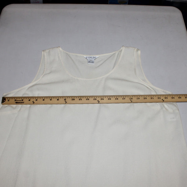 Citron Top NEW $88 Sz 2X White Sleeveless Unlined 100% Silk Tank Top