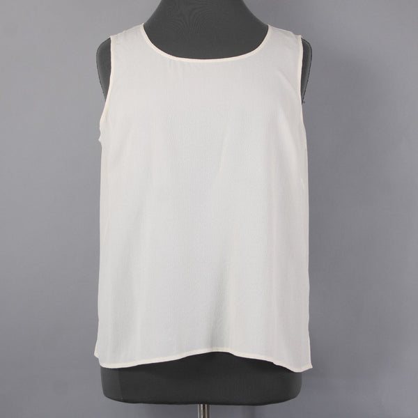 Citron Top NEW $88 Sz 2X White Sleeveless Unlined 100% Silk Tank Top