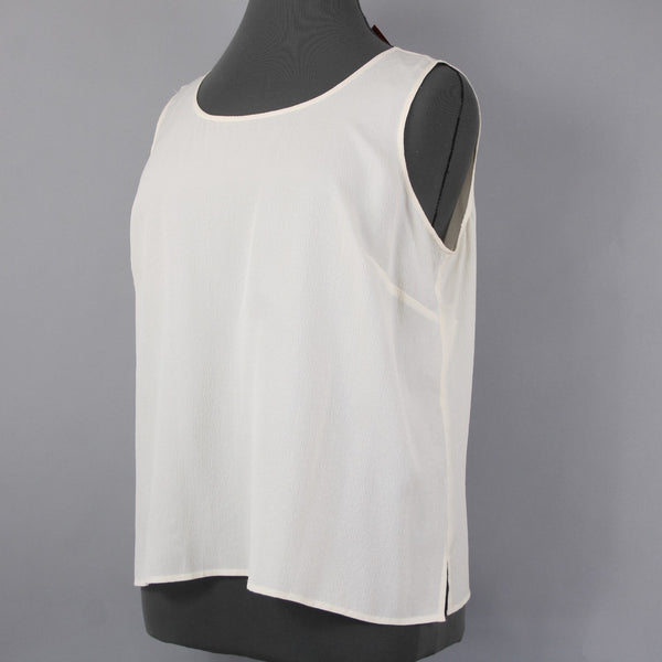 Citron Top NEW $88 Sz 2X White Sleeveless Unlined 100% Silk Tank Top