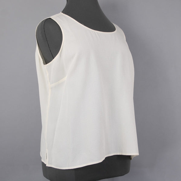 Citron Top NEW $88 Sz 2X White Sleeveless Unlined 100% Silk Tank Top