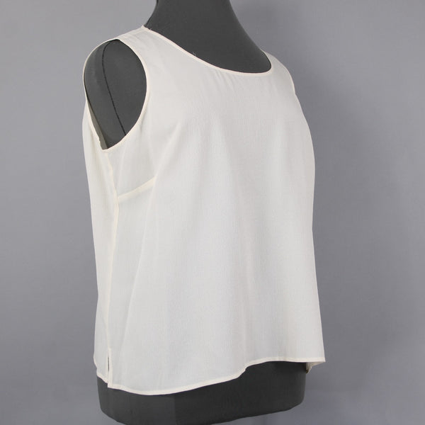 Citron Top NEW $88 Sz 2X White Sleeveless Unlined 100% Silk Tank Top
