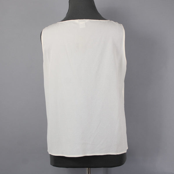 Citron Top NEW $88 Sz 2X White Sleeveless Unlined 100% Silk Tank Top