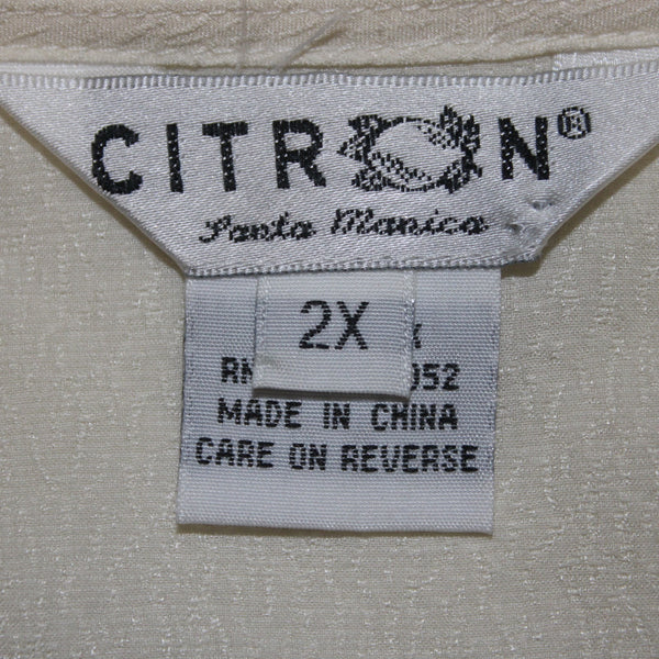 Citron Top NEW $88 Sz 2X White Sleeveless Unlined 100% Silk Tank Top
