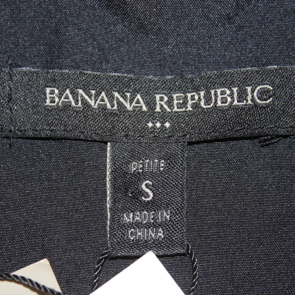 Banana Republic Top NEW $50 Sz S Petite Black Ruffled Lined Crop 100% Poly Top