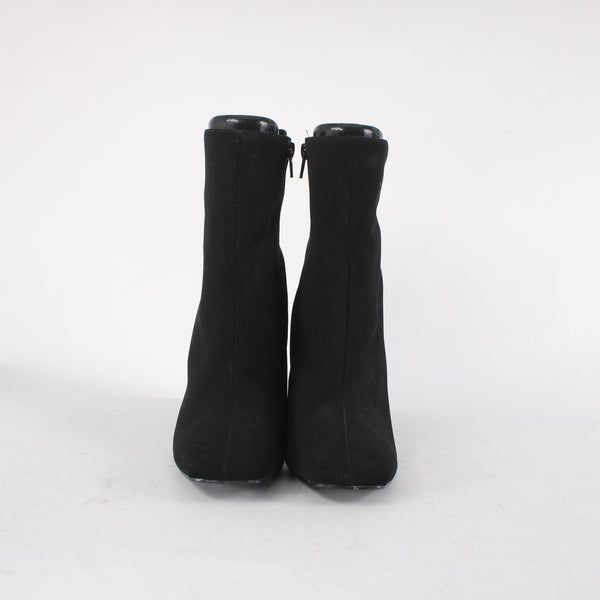 Kayleen Boots Sz 7.5 Black Rhinestone Heel Ankle Man Made Materials 4" Boots